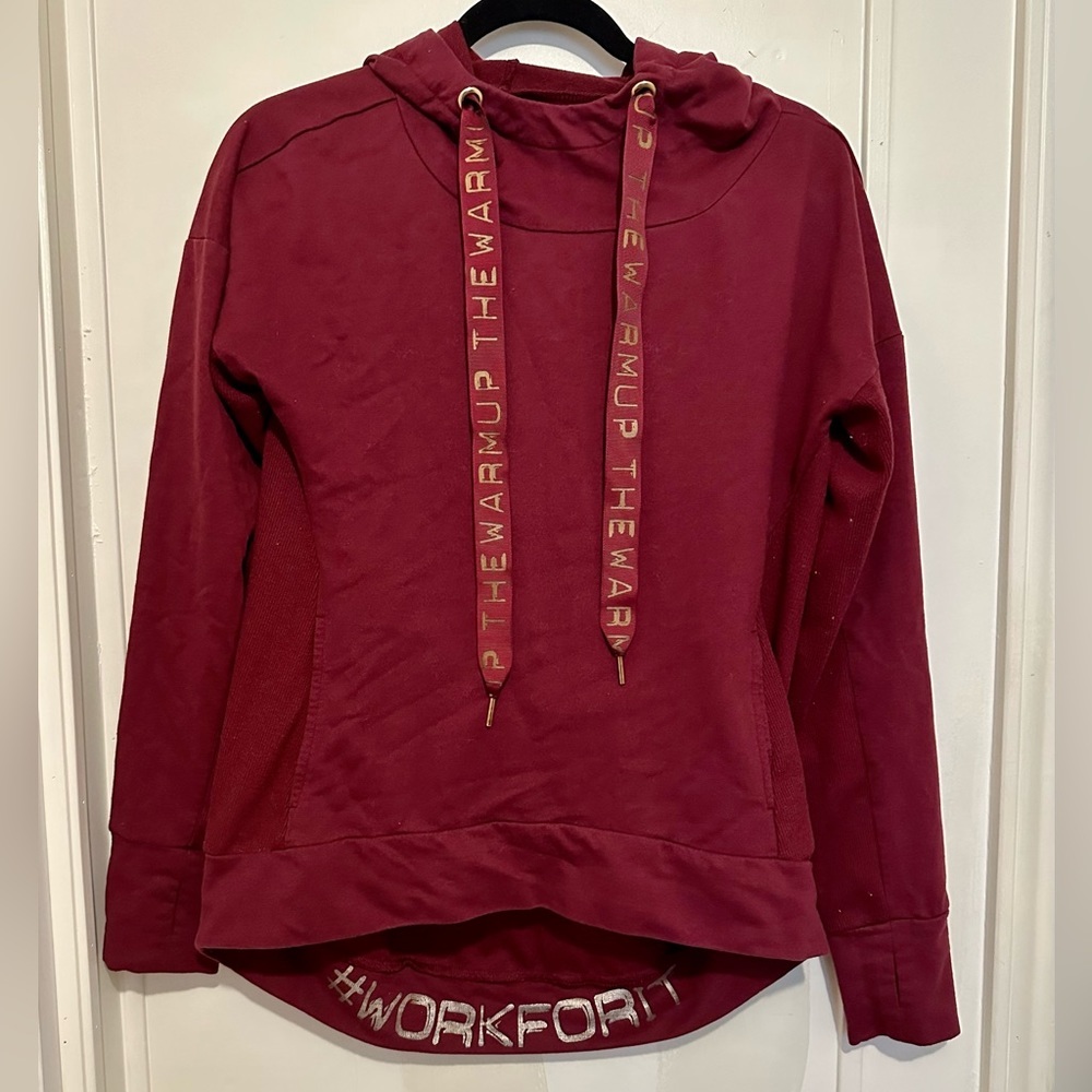 Maroon Athletic Pullover Hoodie with Gold Details size small